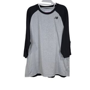 Men's New Balance Baseball NB Dry Gray & Black Raglan Tee | Size 2XL